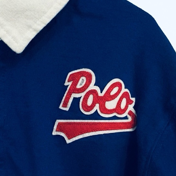 Polo Ralph Lauren Boys Iconic Striped Rugby Shirt - Size M (10-12) Royal/Navy - Picture 2 of 8